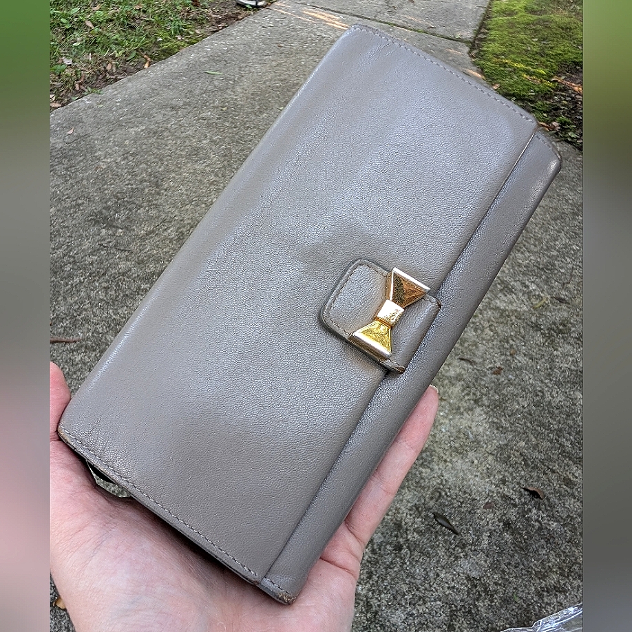Chloe Motty Grey Leather Bow Wallet